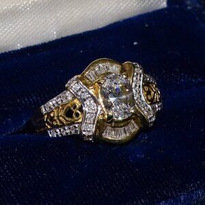 INTRICATE DESIGN DIAMOND & TANZANITE 14K GOLD RING